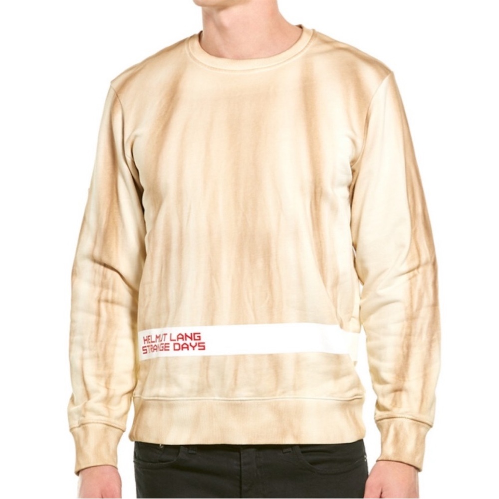 Helmut Lang strange days tan tie dye long sleeve crewneck sweatshirt unique XS